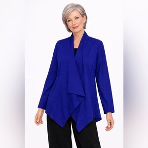Eileen Fisher Vibrant Blue Wool Snap Closure Jacket Size S Lagenlook Minimalist